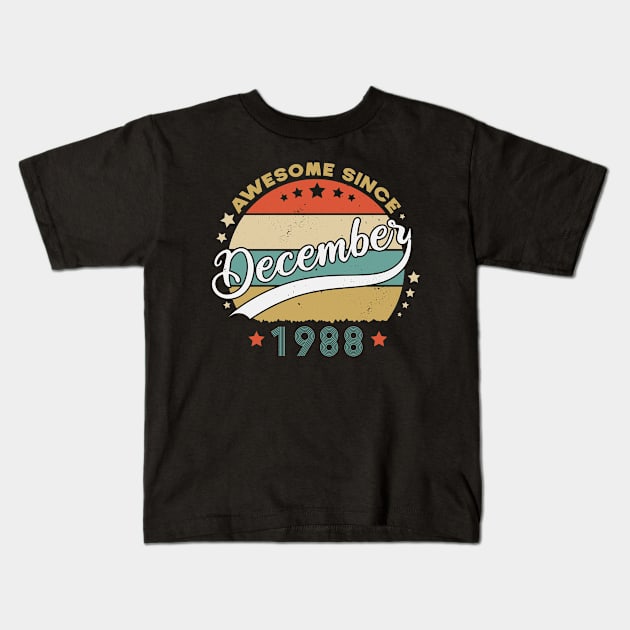 Awesome Since December 1988 Birthday Retro Sunset Vintage Kids T-Shirt by SbeenShirts